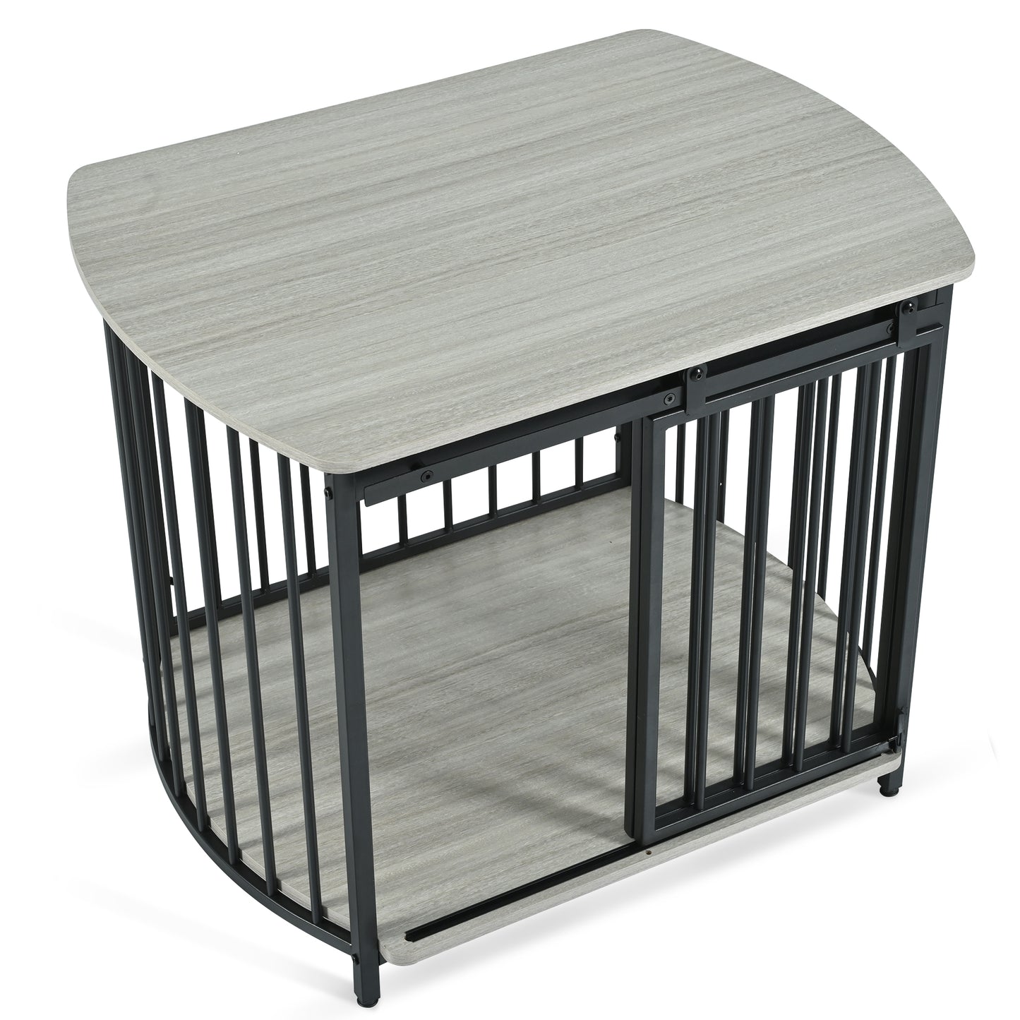 31.5" Furniture Style Dog Crate for Small and Medium Dogs, Wooden Cage Indoor Kennel Furniture, Modern Dog Crate End Table with Double-Doors, Gray